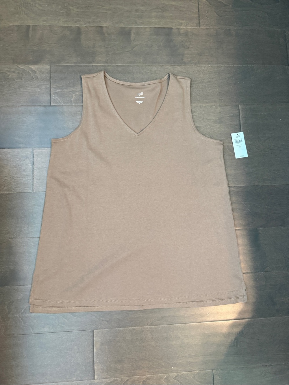 NWT J. Jill Prima Cotton V-Neck Sleeveless Tank Top Beechnut Light Brown Medium